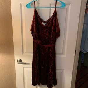 Burgundy Crushed Velvet Dress